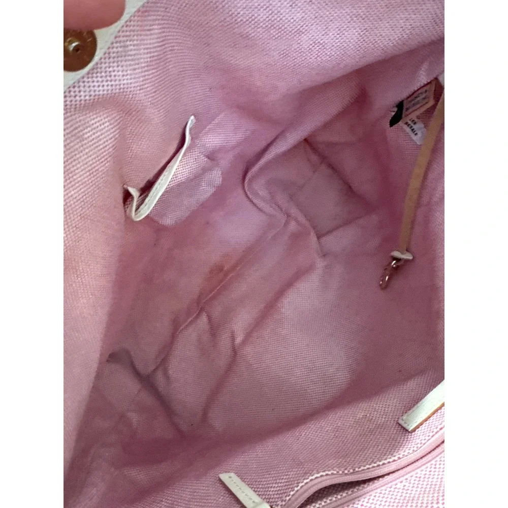 Dooney & Bourke pink white zebra print hobo handbag  leather straps‎ gold logo
